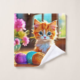 かわいい子猫の糸 バスタオルセット