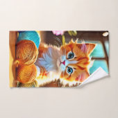 かわいい子猫の糸 バスタオルセット (ハンドタオル)