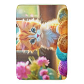 かわいい子猫の糸 バスマット (正面縦)