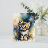 かわいい子猫の絵 ポストカード (スタンド正面)