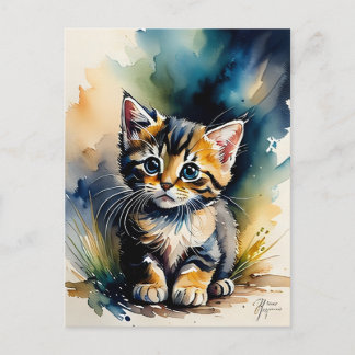 かわいい子猫の絵 ポストカード