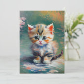 かわいい子猫の絵 招待状 (スタンド正面)