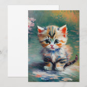 かわいい子猫の絵 招待状 (正面/裏面)