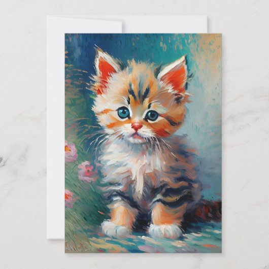 かわいい子猫の絵 招待状 (正面)