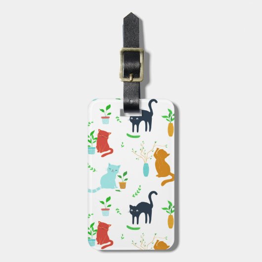 かわいい子猫の緑の冒険 ラゲッジタグ (正面縦)