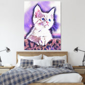 かわいい子猫の肖像画 デジタルアート キャンバスプリント (インサイチュ (寝室))
