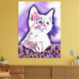 かわいい子猫の肖像画 デジタルアート キャンバスプリント