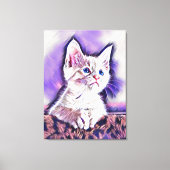 かわいい子猫の肖像画 デジタルアート キャンバスプリント (正面)