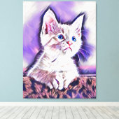 かわいい子猫の肖像画 デジタルアート キャンバスプリント (インサイチュ (ウッドフロア))