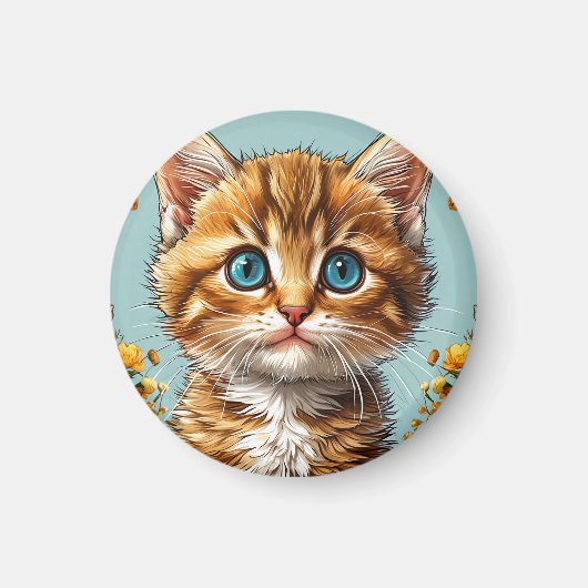 かわいい子猫の肖像画 マグネット (正面)
