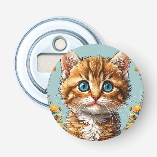 かわいい子猫の肖像画 栓抜き (正面)