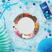 かわいい子猫の背景模様 ペーパープレート (パーティー)