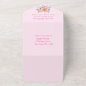 かわいい子猫の花ピンク女の子の赤ちゃんシャワー オールインワン招待状 (外側)