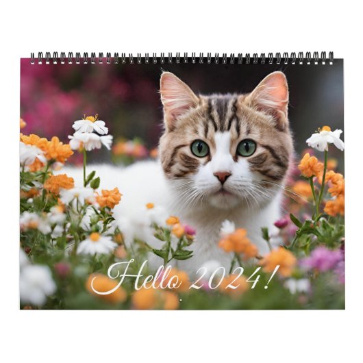 かわいい子猫の花毎日2024年 カレンダー (カバー)