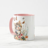かわいい子猫の花 – 愛らしい猫マグカップ マグカップ (正面左)