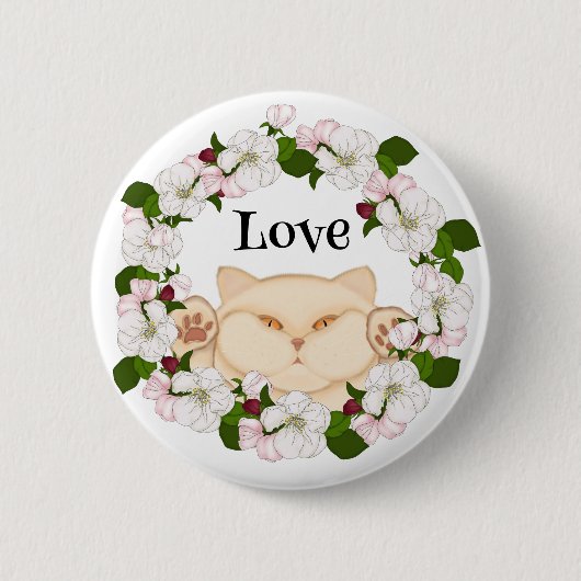 かわいい子猫の花 缶バッジ (正面)