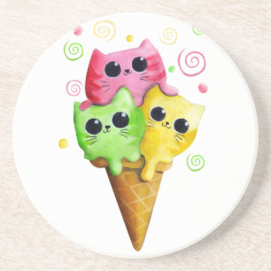 かわいい子猫の薄氷のクリーム コースター