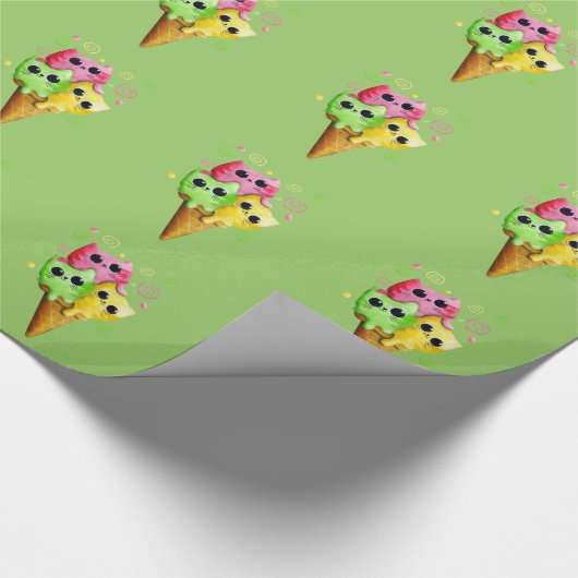 かわいい子猫の薄氷のクリーム ラッピングペーパー (角)