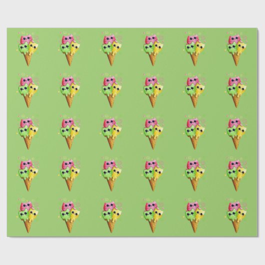 かわいい子猫の薄氷のクリーム ラッピングペーパー (フラット)