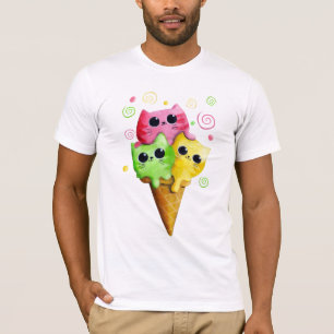 かわいい子猫の薄氷のクリーム Tシャツ