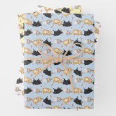 かわいい子猫の虹の誕生日ラッピング紙 ラッピングペーパーシート (インサイチュ)