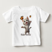 かわいい子猫の蝶ハローワールド ベビーTシャツ (正面)
