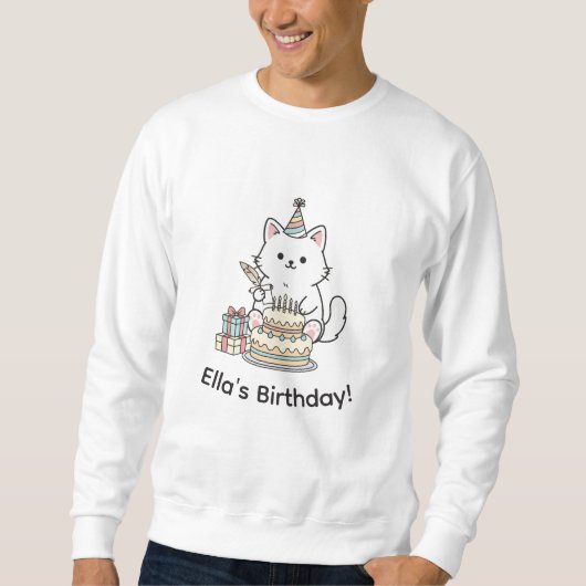 かわいい子猫の誕生日お祝いパーソナライズ スウェットシャツ (正面)