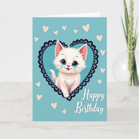 かわいい子猫の誕生日カード カード (正面)