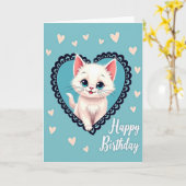 かわいい子猫の誕生日カード カード (黄色い花)