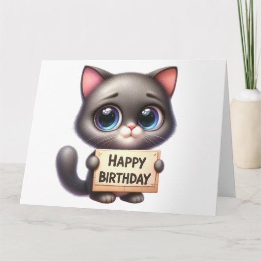 かわいい子猫の誕生日カード カード (正面)
