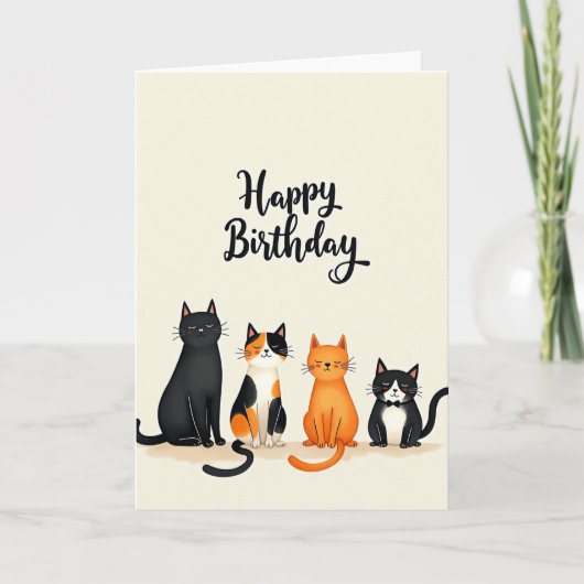 かわいい子猫の誕生日カード カード (正面)