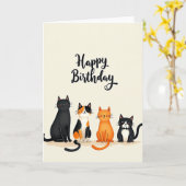 かわいい子猫の誕生日カード カード (黄色い花)