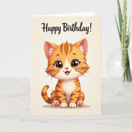 かわいい子猫の誕生日カード カード (正面)
