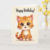 かわいい子猫の誕生日カード カード (黄色い花)