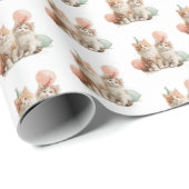 かわいい子猫の誕生日パーティーの包装紙 ラッピングペーパー (ロールコーナー)