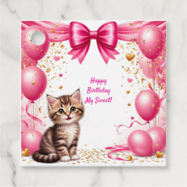 かわいい子猫の誕生日パーティーバルーン 🐱 フェイバータグ
