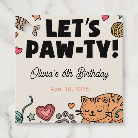 かわいい子猫の誕生日パーティーファバータグ フェイバータグ (正面)