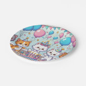かわいい子猫の誕生日パーティープレート ペーパープレート (アングル)