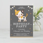 かわいい子猫の誕生日パーティー招待状 招待状 (スタンド正面)