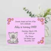 かわいい子猫の誕生日招待状for Girls 招待状 (スタンド正面)