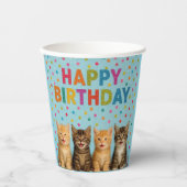 かわいい子猫の誕生日紙カップ！ 紙コップ (正面)