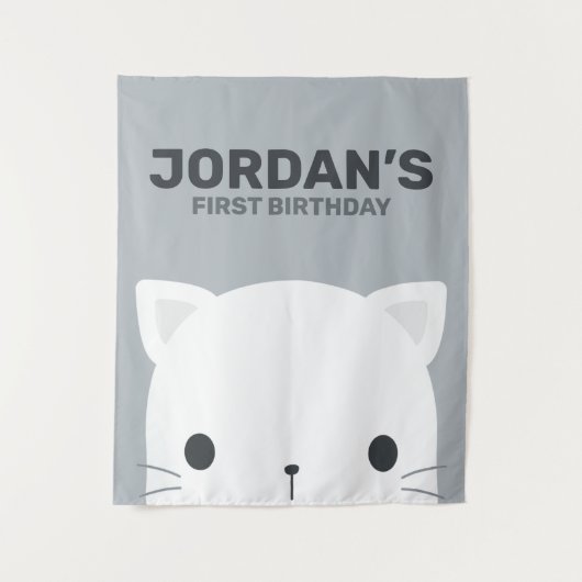 かわいい子猫の誕生日 タペストリー (正面)