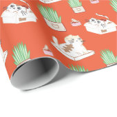 かわいい子猫の赤い包装紙 ラッピングペーパー (ロールコーナー)