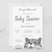 かわいい子猫の赤ちゃんシャワー男女兼用 招待状 (正面)
