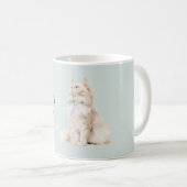 かわいい子猫の青いリボン コーヒーマグカップ (正面右)