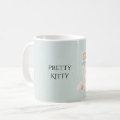 かわいい子猫の青いリボン コーヒーマグカップ (正面左)