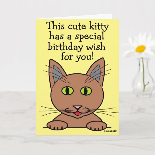 かわいい子猫の面白い駄洒落の誕生日カード カード (小さな植物)