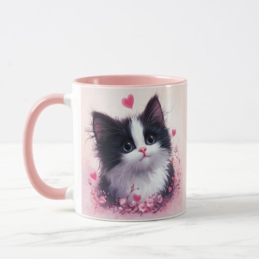 かわいい子猫の顔のマグカップ - 猫好きへのギフト マグカップ (左)