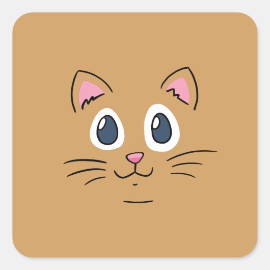 かわいい子猫の顔 スクエアシール (正面)