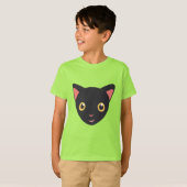 かわいい子猫の顔 黒猫 Tシャツ (正面フル)